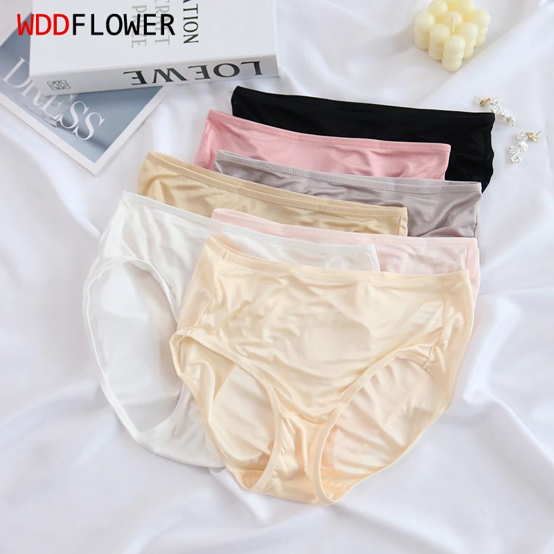 3 PACK 100% Pure Knit Silk Women\'s Sexy Lace Panties Brief Underwear Lingerie M L XL 2XL SG014