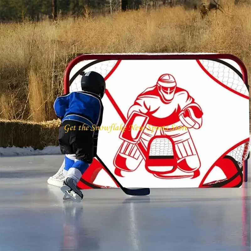 E56D Strong Fabric Polyster Ice Hockey Practice Goal Highlighting Goalkeeper Plan For Better Accuracy And Realistic Exercises