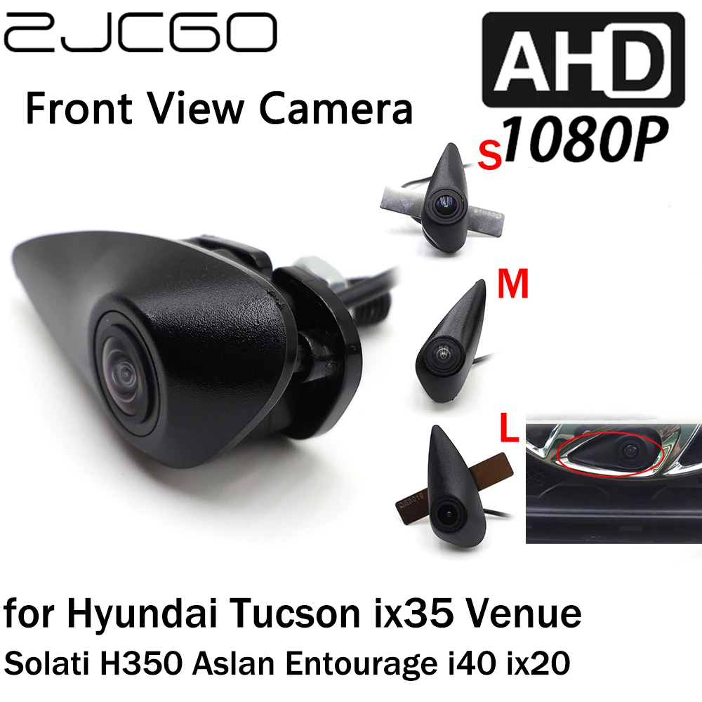 ZJCGO Front View LOGO Parking Camera AHD 1080P Night Vision for Hyundai Tucson ix35 Venue Solati H350 Aslan Entourage i40 ix20