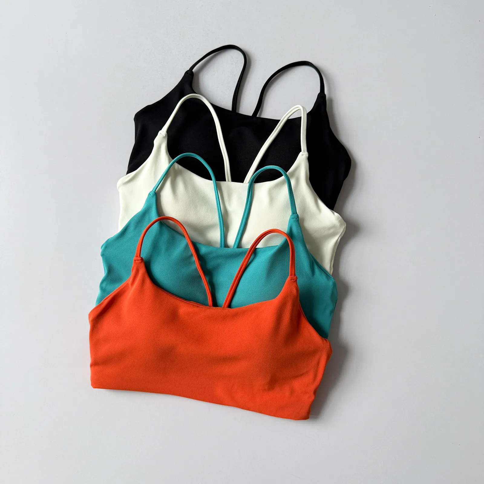 Fixed Chest Pad Sports Bra for Outerwear, Quick-Dry, Shockproof Fitness Bra, Beautiful Back V-Shaped Training Vest