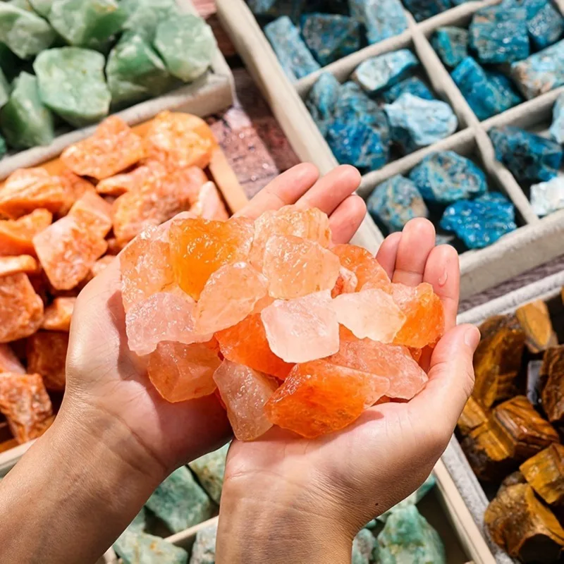 1pc/3pcs Himalayan orange Salt Loose Crystals,Large Natural Raw Stone for Home Decor, Vase Filler, And Aquarium