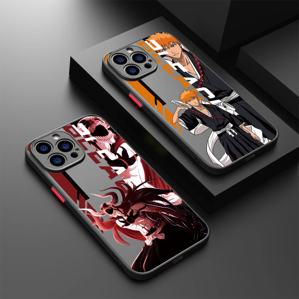 Отбеливатель Куросаки Ичиго для iPhone 16, 15, 14, 13, 12, Mini 11 Pro Max X XS XR 8 7 Plus SE Чехол для телефона с матовым полупрозрачным чехлом