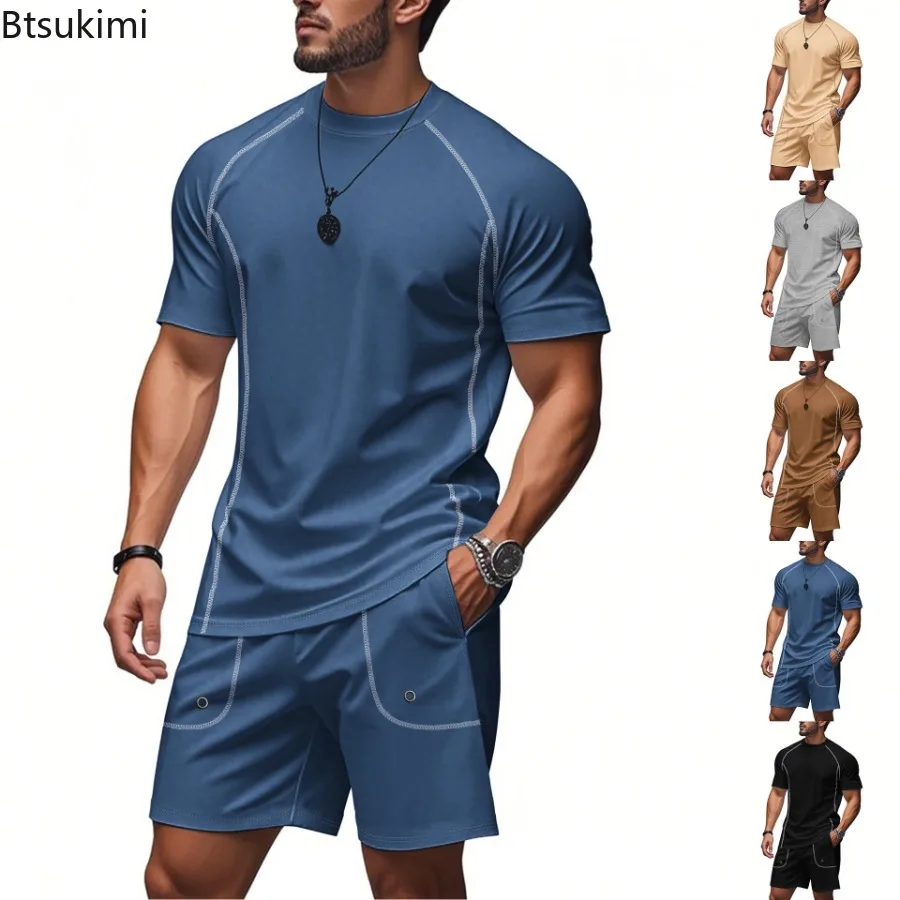 

Summer New Men's Casual Outdoor Sports Breathable Quick-drying Short-sleeved Shorts Two-piece Set Fashion Leisure Mens Clothes