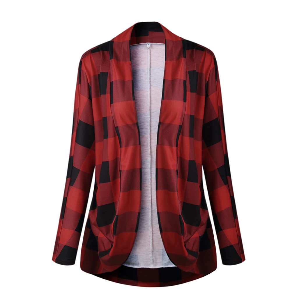 

Женский решетчатый кардиган, нерегулярный открытый передний топ, теплое пальто с длинными рукавами для девочек