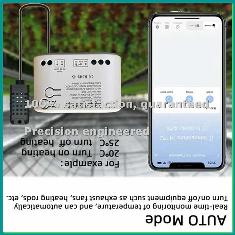 

Умный Wi-Fi выключатель Tuya с датчиком температуры, 1-канальный, AC 85-250В, беспроводной, с пультом ДУ - VVNB