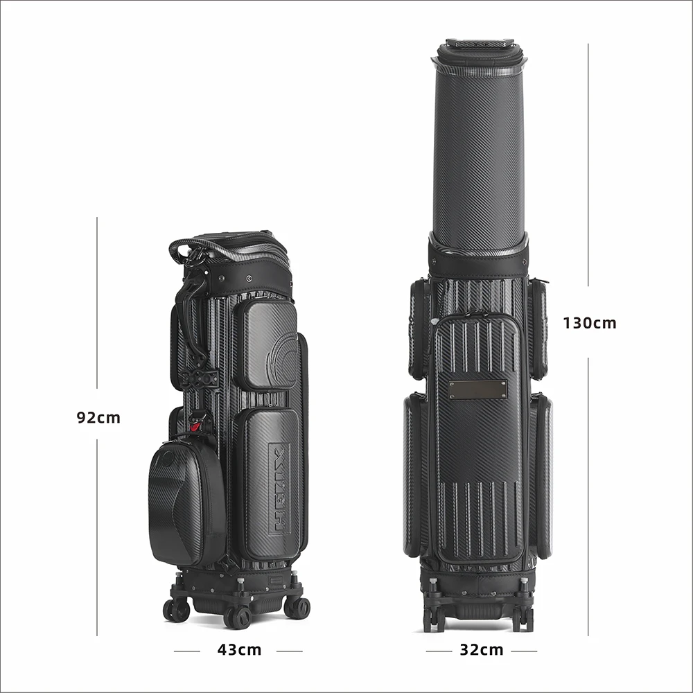 HELIX Golf Bag with 4 Wheels for Airline Travel Hardshell Golf Travel Bag with Retractable Top Cover for Protecting Golf Clubs