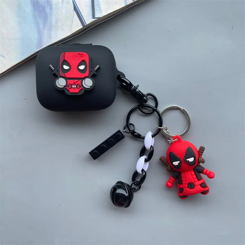 Desenhos animados Marvel Deadpool Fone de ouvido para Redmi Buds 5, capa protetora de silicone com chaveiro