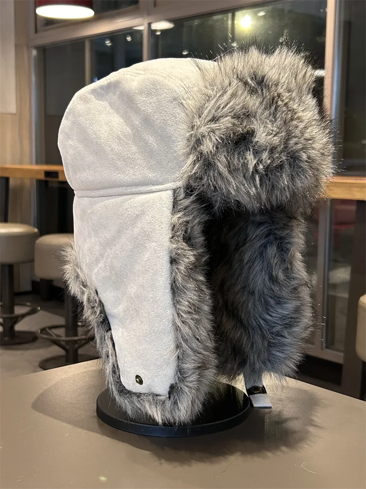 الشتاء الرجعية القطيفة سميكة الدافئة ليو فنغ قبعة للرجال والنساء في الهواء الطلق حماية الأذن قبعة قبعة الطيار #2