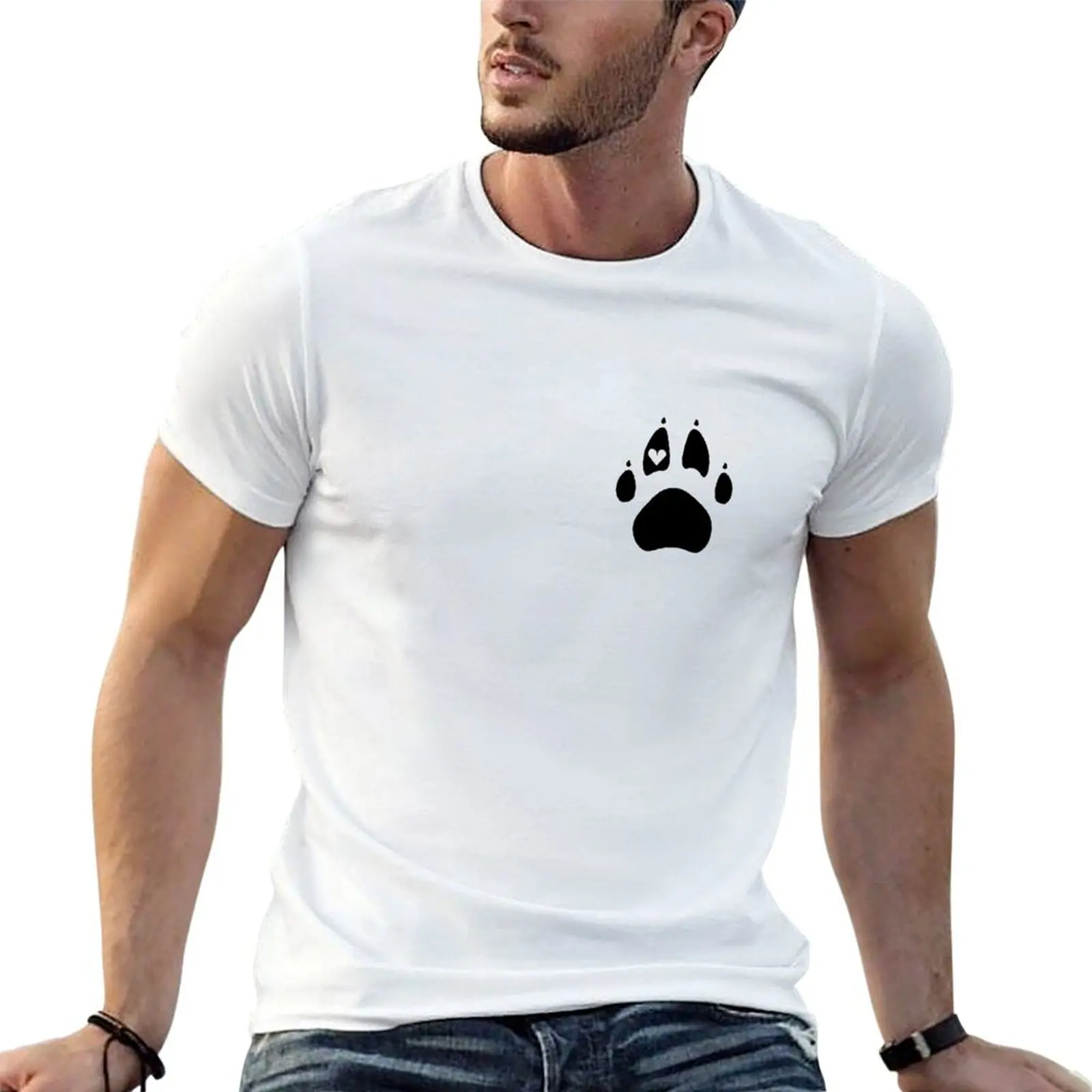 

Paw Print with Heart T-Shirt mens graphic t shirts graphic t shirts for man black cotton t-shirt plain for man package T-shirt