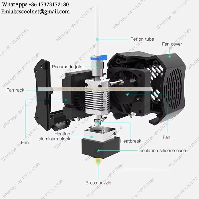 JS01 k3 Full Assembled Hotend Kit with Dual Fans & ABS Shell, Nozzle Kit Compatible for Ender 3 V2 Printer