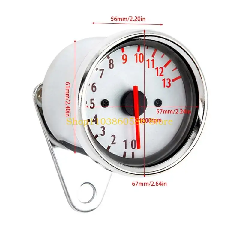 242A Stainless Tacho Gauge with Backlit Motorcycle Tachometer Universal Retro Style Motorbike Accessory 13000RPM Counter - view 6