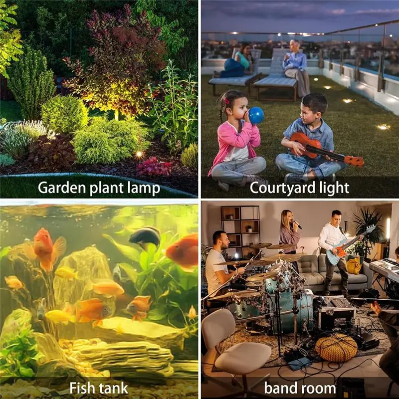 DT19 Solar Pond Spotlights, 12 LED Dual Head Submersible Underwater Lights IP68 Waterproof for Pond Fountain Garden