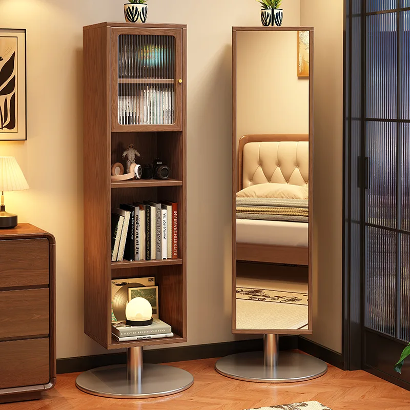 Solid wood full-length mirror floor-to-ceiling home 360-degree rotating dressing mirror, bedroom mobile fitting mirror
