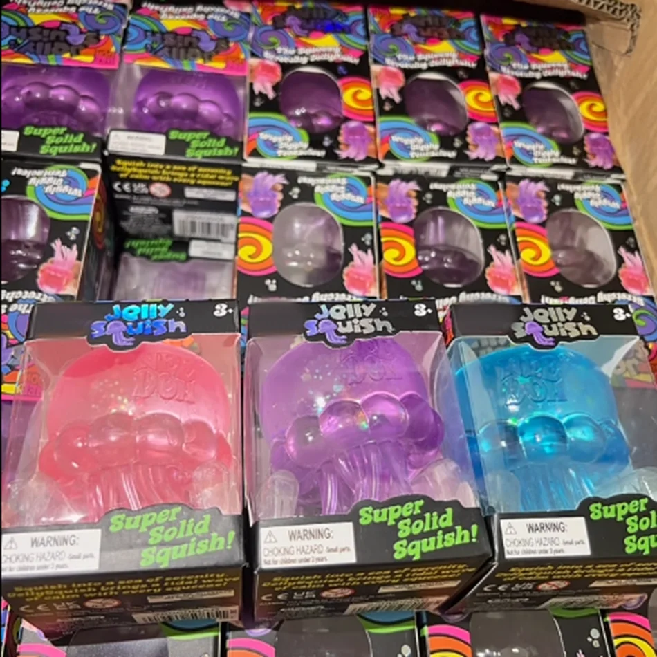 New Trending Jellyfish & Cube Squish Toy, Soft Jelly Squeeze Stress Relief Fidget Toy, Sensory for Kids & Adults