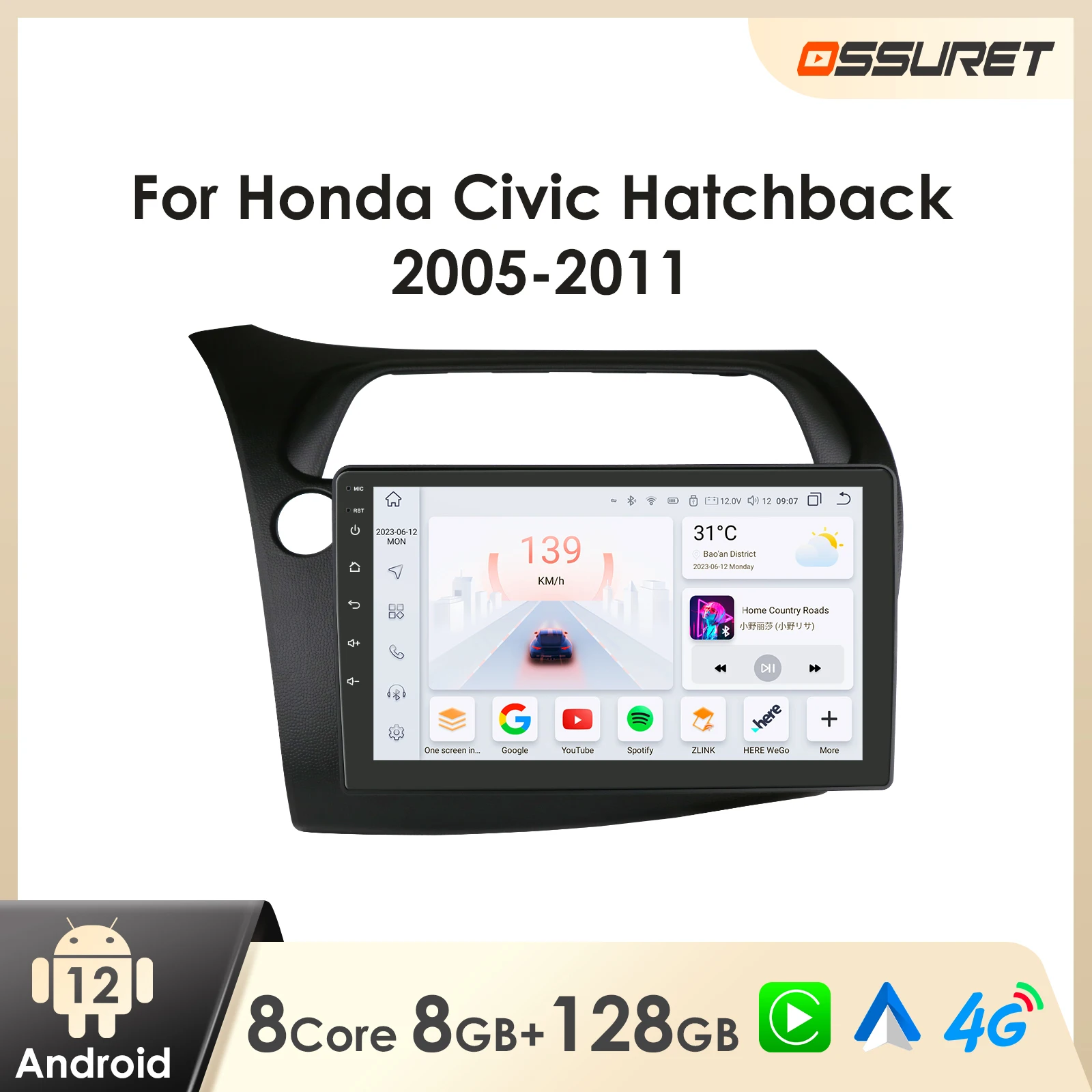 Android Car Radio GPS for Honda Civic Hatchback 2005 -2011 Android Auto  Multimedia Stereo Carplay 7862 Car Intelligent Player