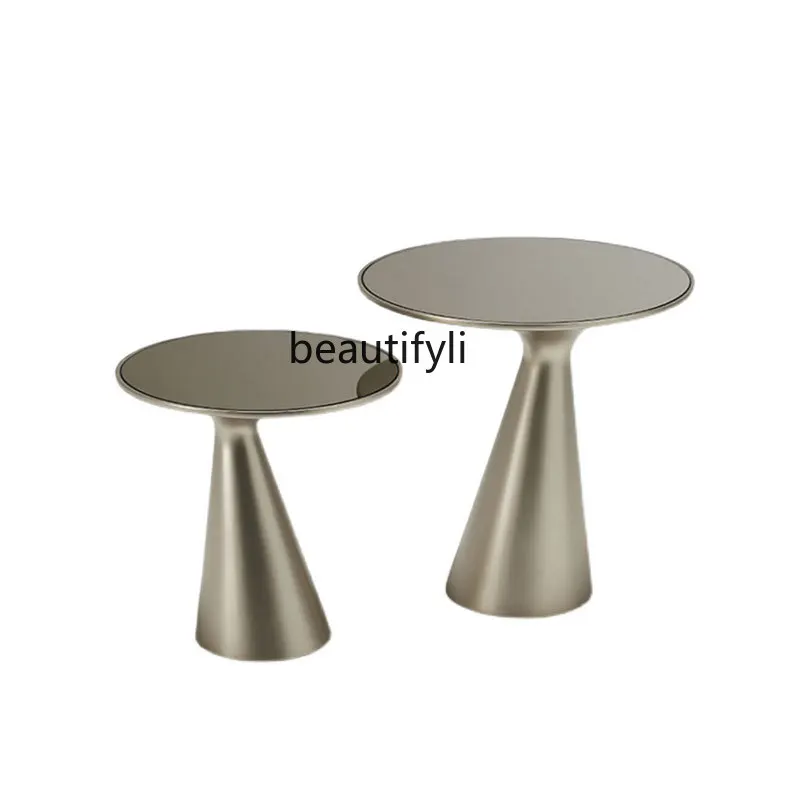 Coffee Table Modern Simple Stainless Steel Living Room Sofa Side Table round Gaokang Home Combination Corner Table