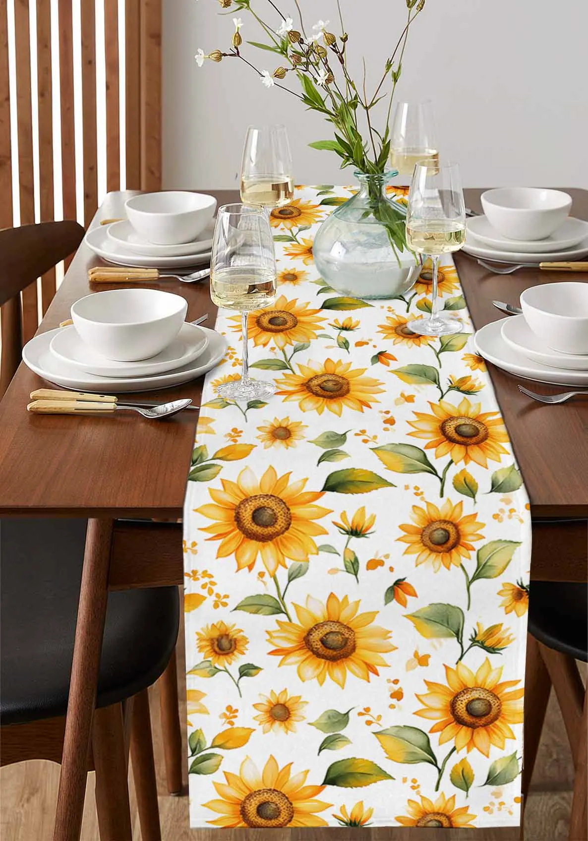 

Подсолнух, акварель, весенние цветы, скатерть, свадебный декор, скатерть для стола, праздничный декор для обеденного стола, льняная скатерть