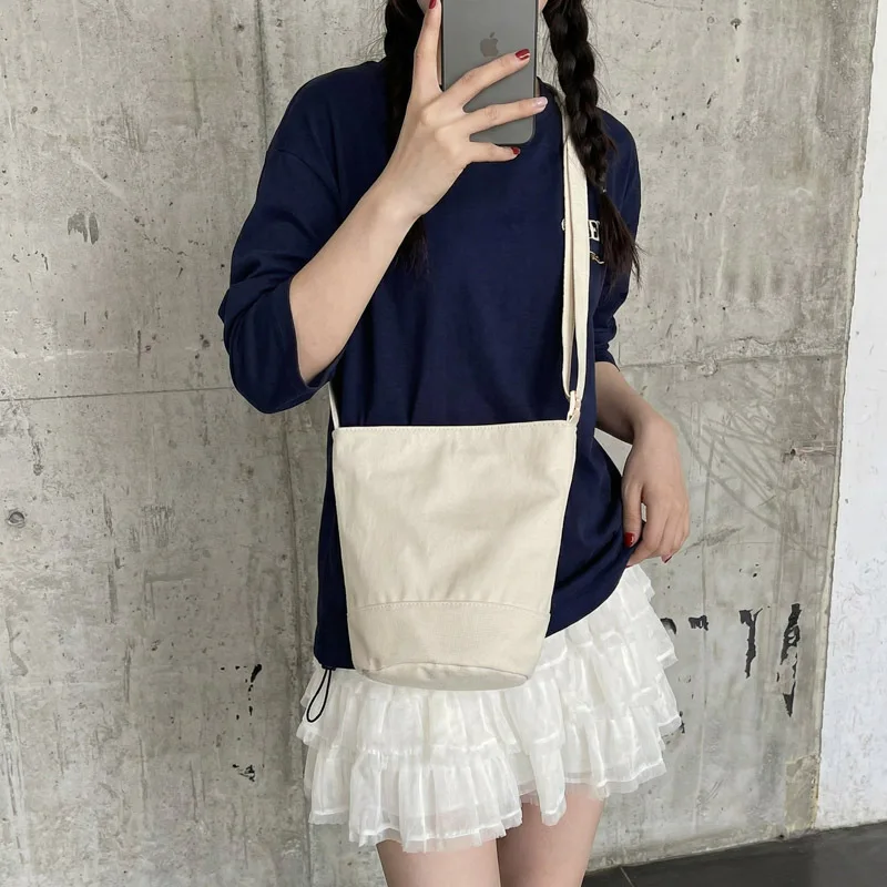 Custom Logo/Design Bucket Tote Bag Adjustable Shoulder Strap Nylon Crossbody Bag Mini Casual Daily Work Shopping Bag for Women view 4