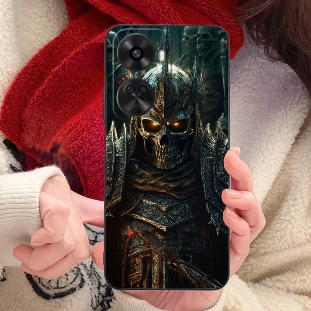 Skull Warrior Knight Mobile Cell Phone Case for Huawei Nova 12 11 10 9 8 7 Pro SE 5G Black Soft Phone Cover Shell