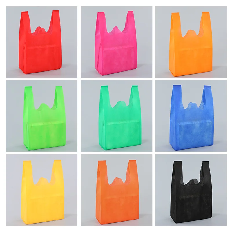 StoBag 50pcs Wholesale Non-woven Shopping Tote Bags Cloth Eco-friendly Storage Reusable Large Pouches Custom Logo(Extra Fee)