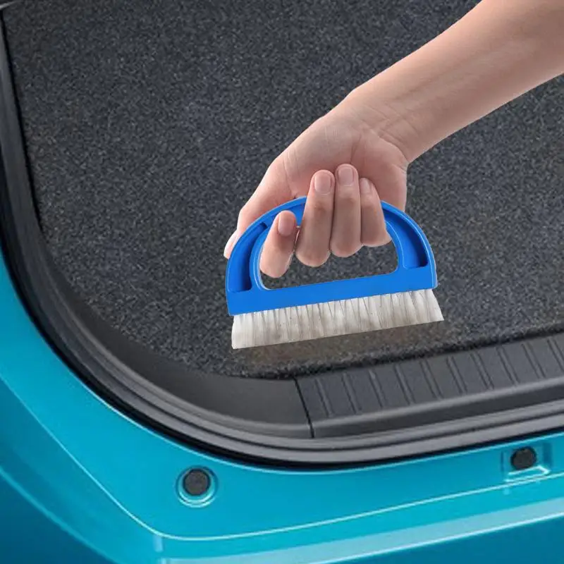 Car Wheel Brush Curved Handle D Shape Tire Brush Fine Bristle Detail Brush Quick Bubble Easy Scrubbing Car Carpet Cleaning