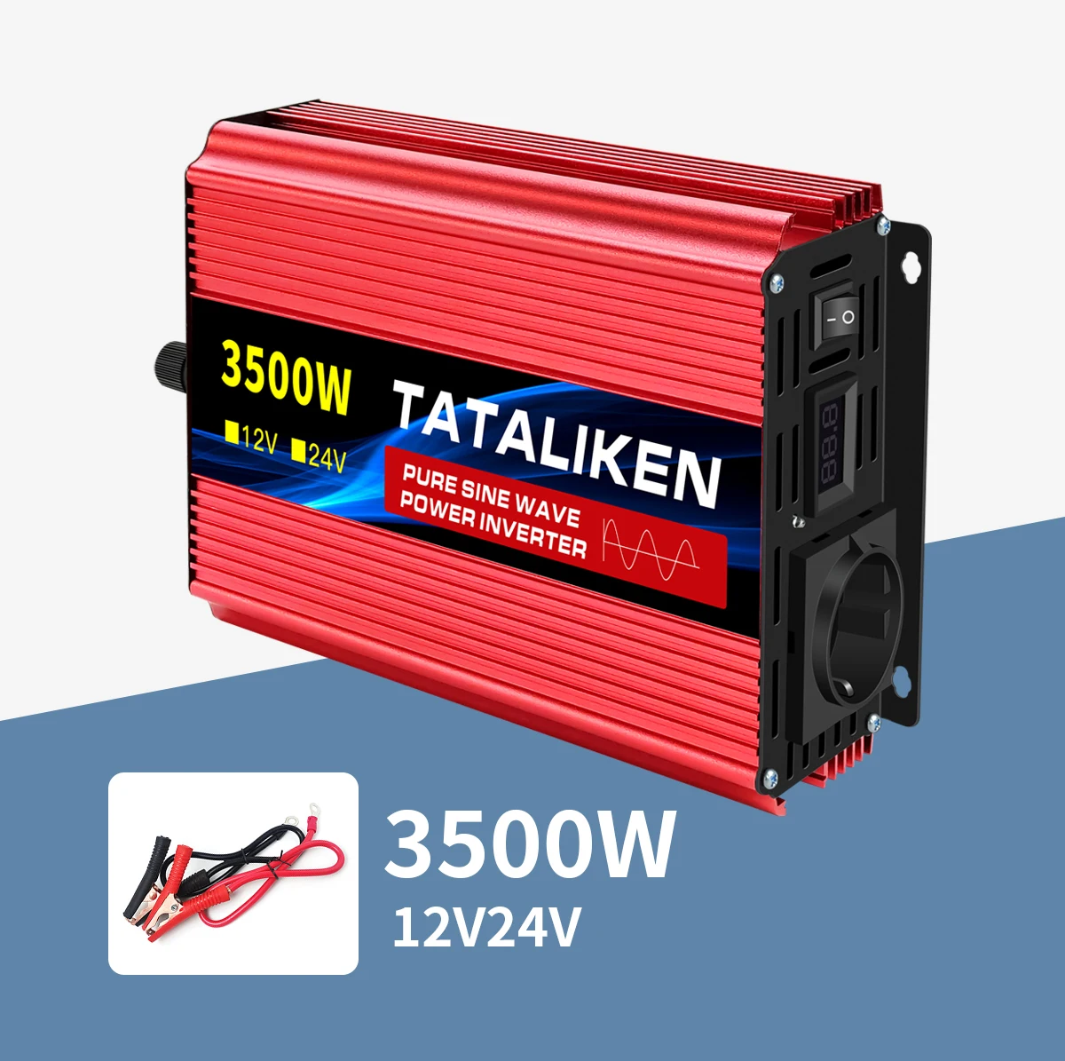 Wechselrichter reine Sinuswelle 2500 W/3500 W/4500 W/5000 WDC 12 V/24 V zu AC 220 V 230 V Spannungsübertragungskonverter Ladeadapter EU-Buchse – Detail 13