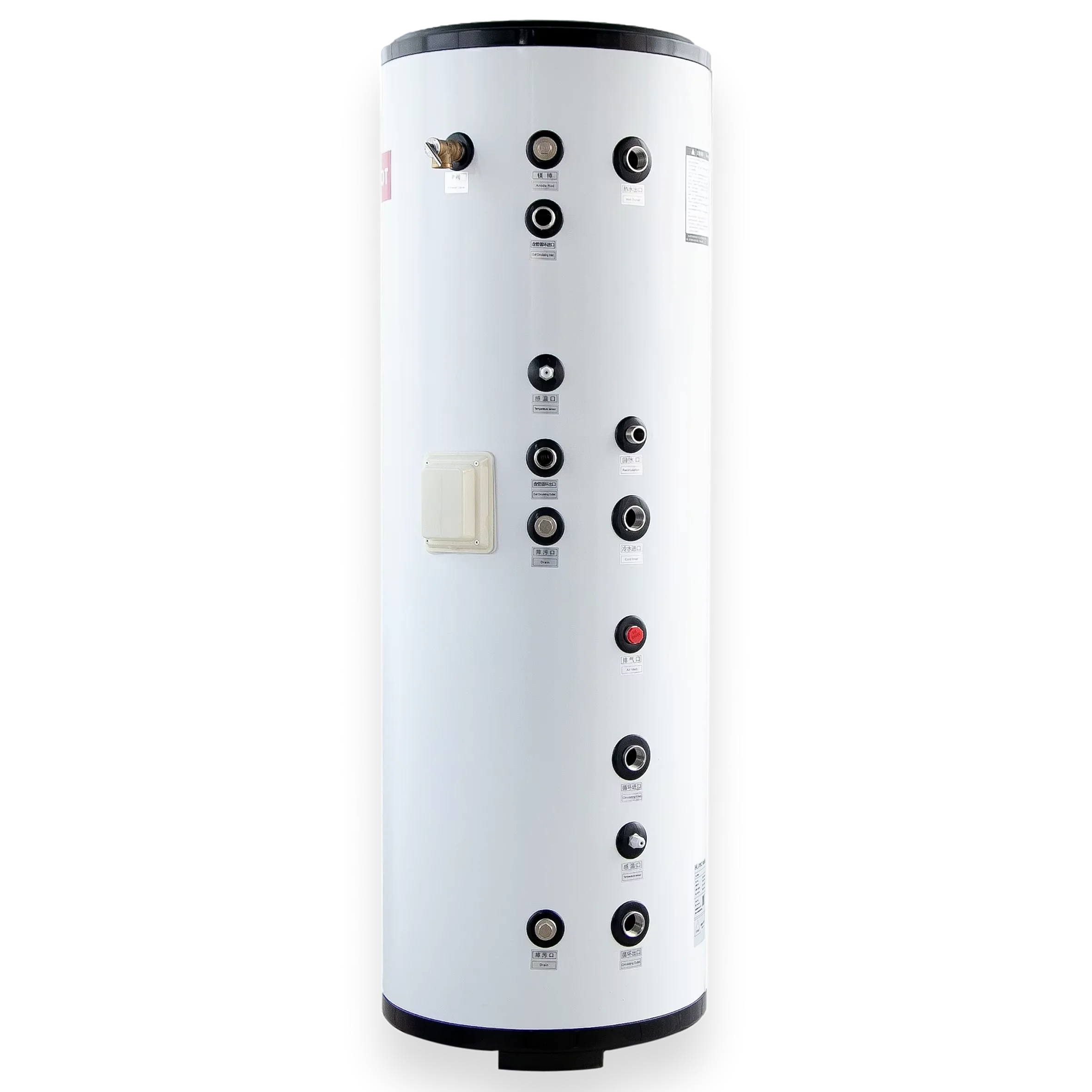 200L 2 في 1 ثنائي المصدر يعمل بالطاقة الشمسية DHW المحلية عازلة للمياه الساخنة خزان التدفئة لفائف المدمج في نظام مضخة الحرارة المنزلية للمنزل