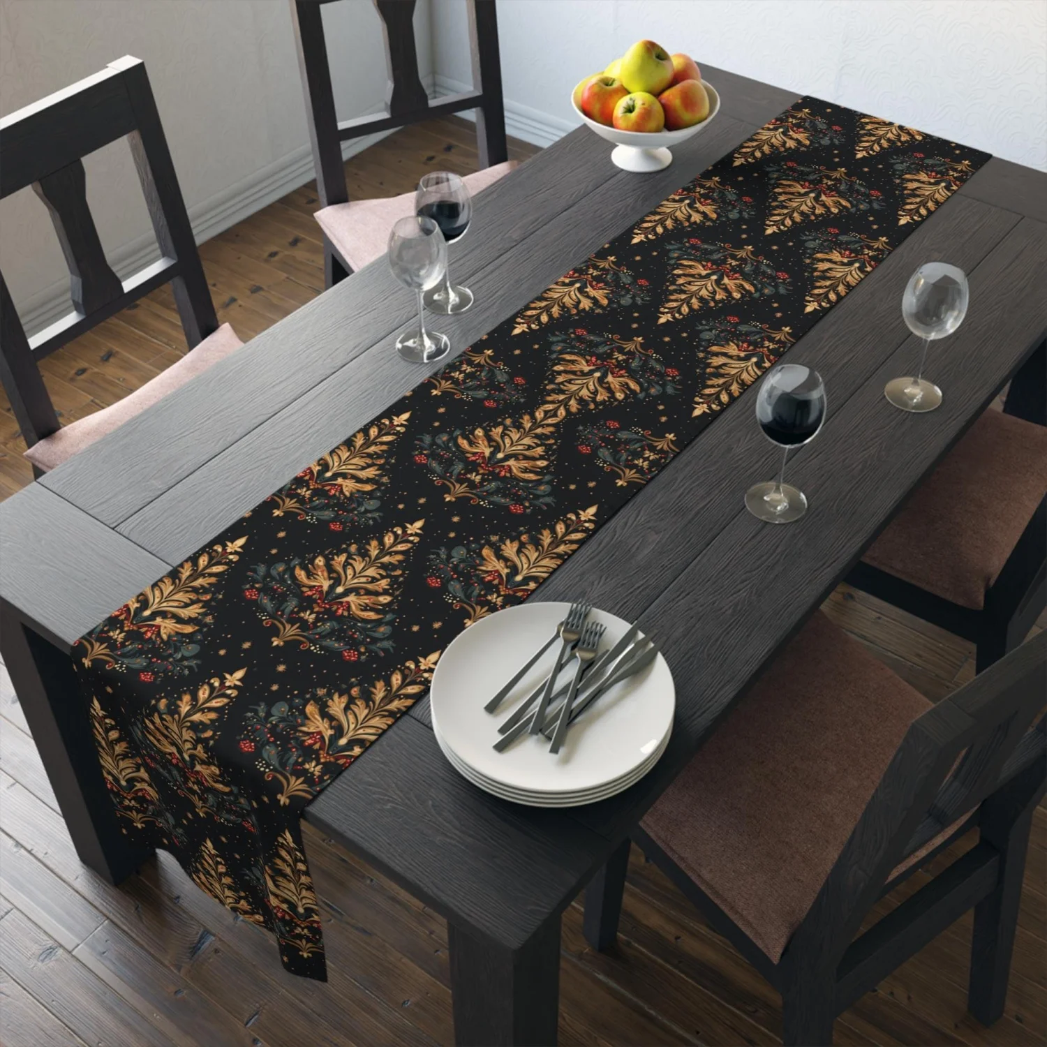 William Morris Christmas Tree Table Runner,suitable for tables from 30x45cm to 260x33cm,ideal for Christmas family gatherings