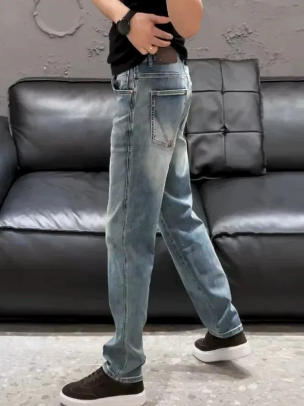 

Мужские джинсы в стиле ретро, американские, класса люкс, свободного прямого кроя, повседневные, модные, универсальные, весенние, новые, свободные джинсы