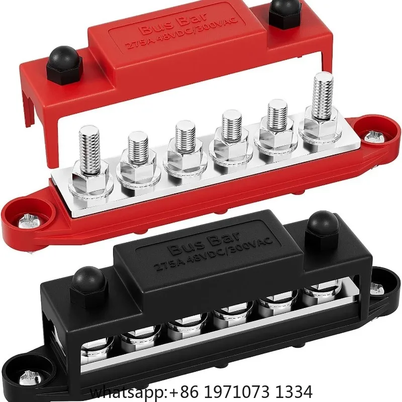 RV Yacht M8 Busbar Terminal Block – Red/Black 4-Pole with Screws
