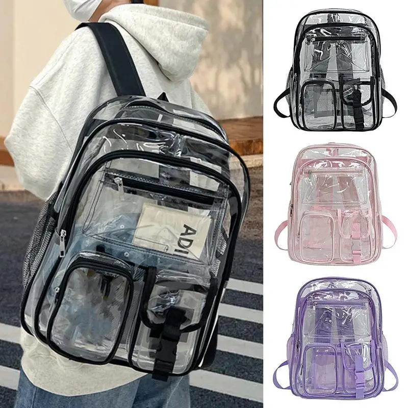 Transparent Backpack Cute Kids Clear Backpack Heavy Duty School Bookbag Large Capacity See Through Bag For Sports Event