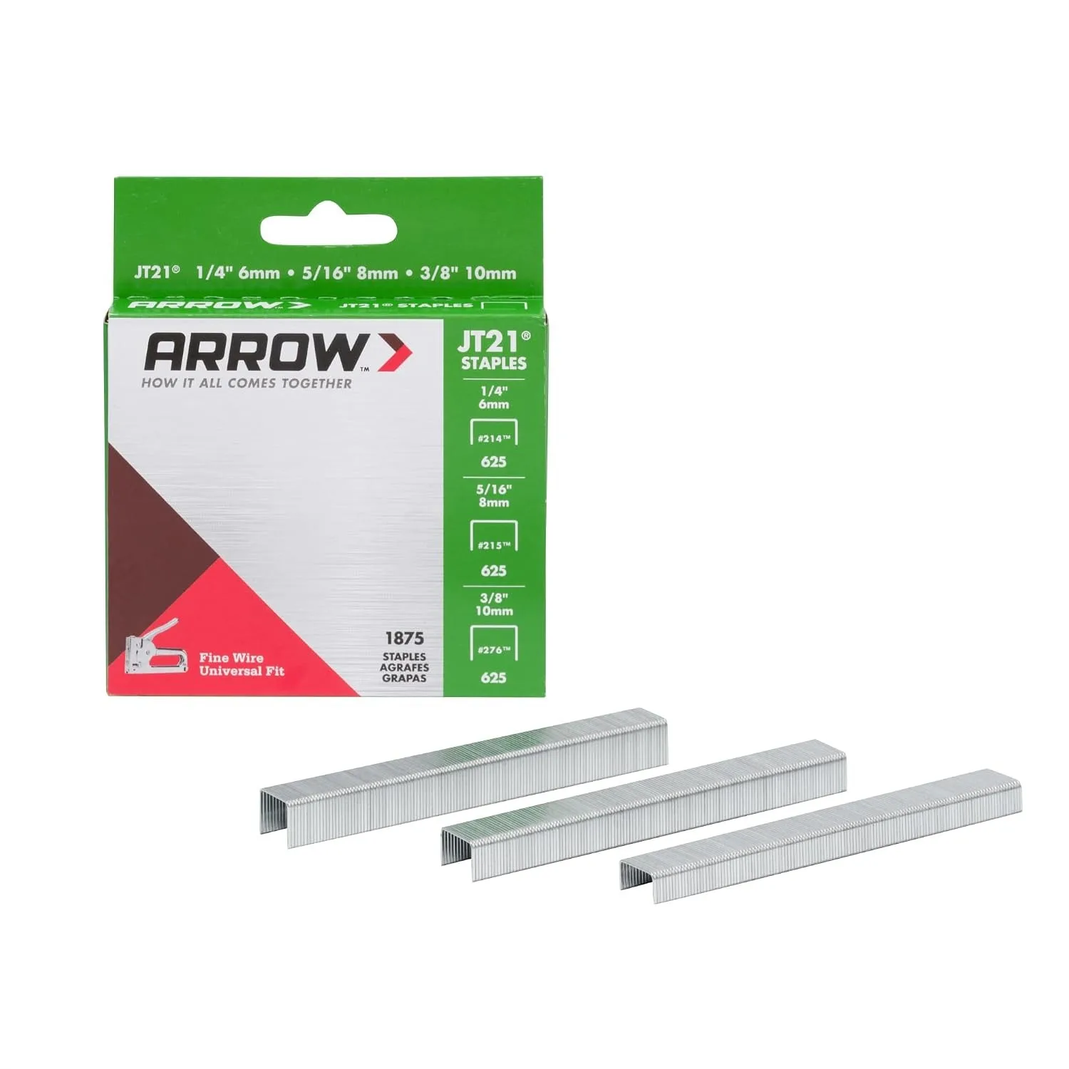 Thin Wire Staples for Staple Guns - 3 Size Multipack for Upholstery, Crafts & Repairs, 1875 Count