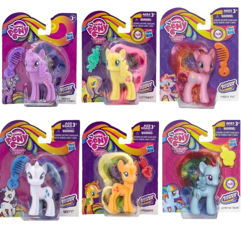 

My Little Pony Polly Gold Hair Style with Comb Purple Rainbow Dash Applejack Rarity Fluttershy Pinkie Pie Basic Cute Logo