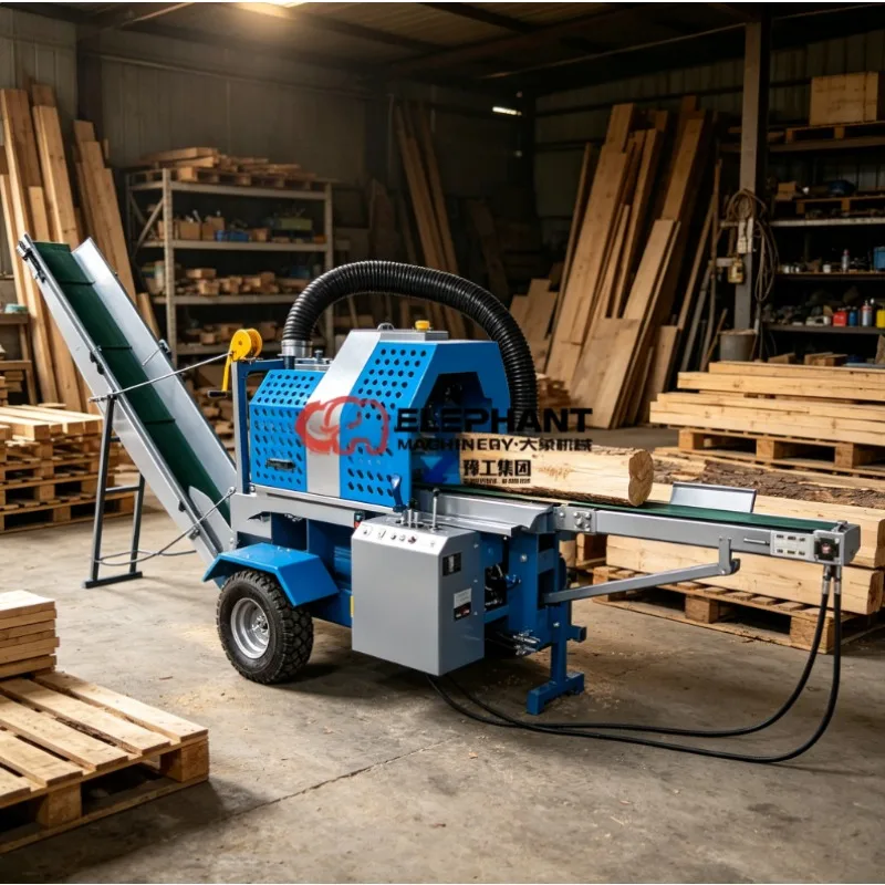 30T Hydraulic Wood Processor Log Splitter Firewood Processor Machine with Conveyor Log Wood Splitter Woodworking Machine