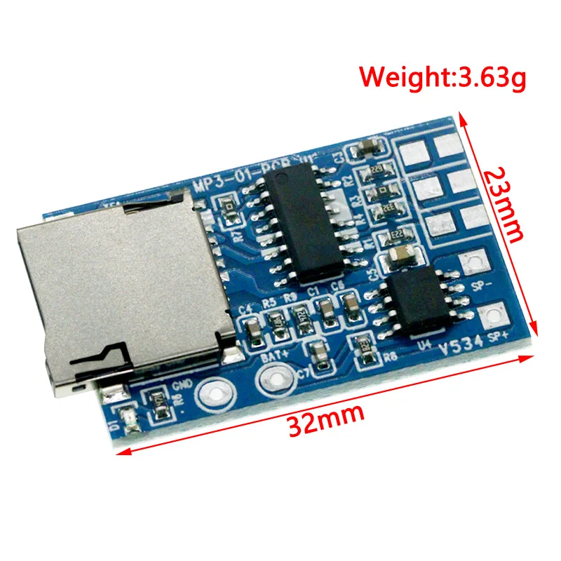 2W Mixed Mono TF Card MP3 Player Decoder Board Amplifier Module 3.7V/5V Power Support MP3 FM Radio USB Audio Mode image 2