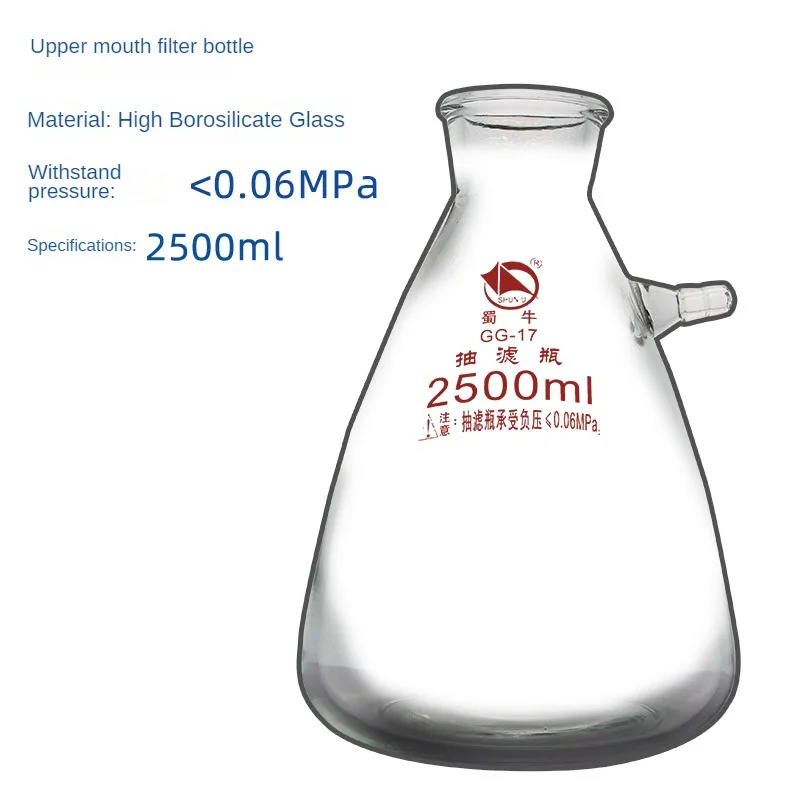 Imagem -04 - Garrafas de Filtro de Sucção de Vidro de Laboratório Acessório de Bicas Superiores Frasco com Braço Lateral Filtração de Laboratório 5l