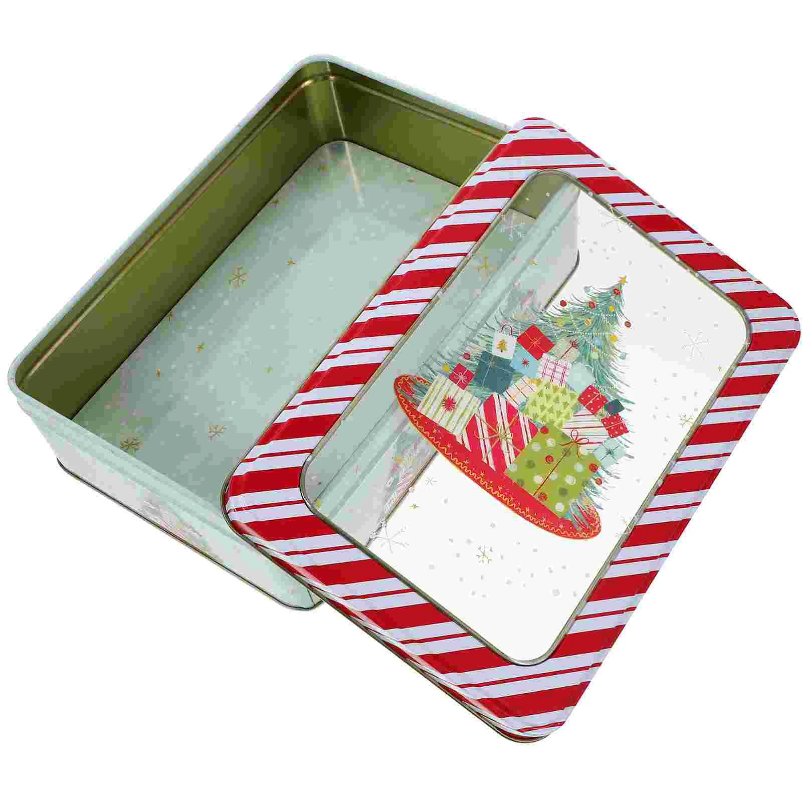 

Candy Container Square Transparent Windowed Christmas Themed Tinplate Storage Box Gift Baking Cookie Packaging Tree Cake Sweet