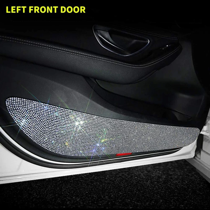 Car Door Anti-Kick Pad Crystal Diamond Door Protective Pad Anti-Kick Dirty Stickers Anti-Collision Stickers