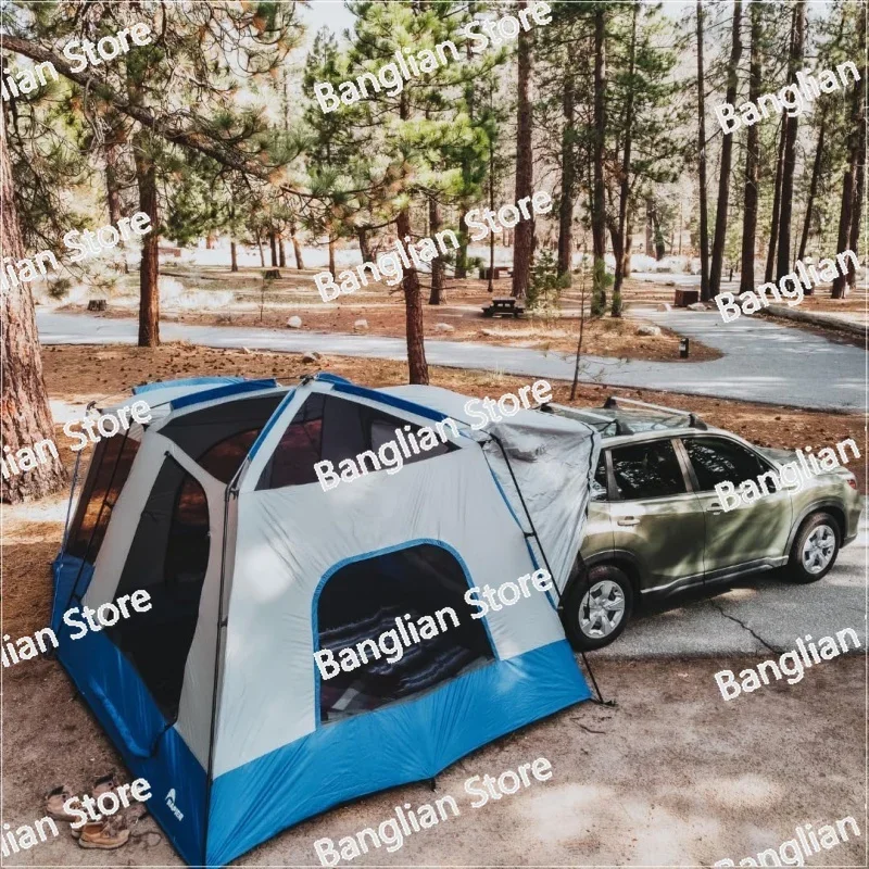 SUV Tent 10 'x 10' Waterproof Camping Tent with 6 'x 7' Screen Room and Awning 6 Person Blue/Grey Car Tent