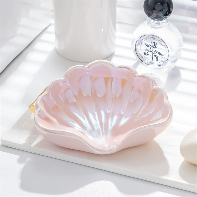 

Storage Drawer Drawer Organize Shell Drain Soap Box Toilet High end Creative Non Perforated Ceramic Soap Box Fairy Soap Plate