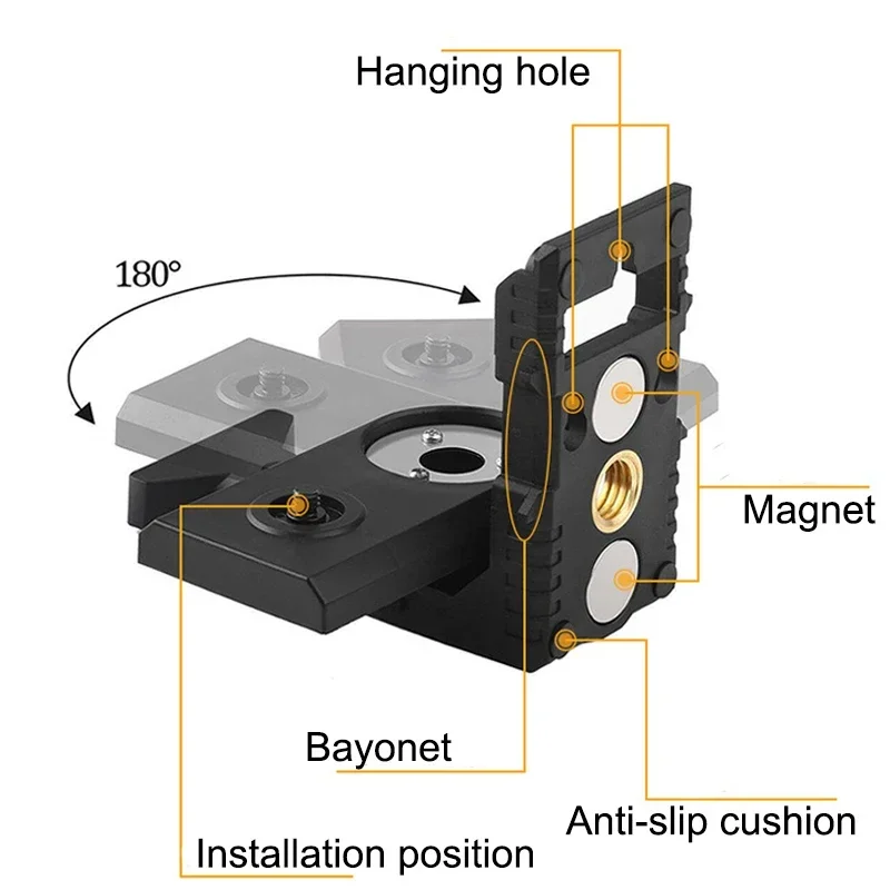 180 Adjustable Laser Level Magnetic Wall Mounted Bracket Interface Infrared Level Hang Wall Hanger Horizontal Instrument Bracket