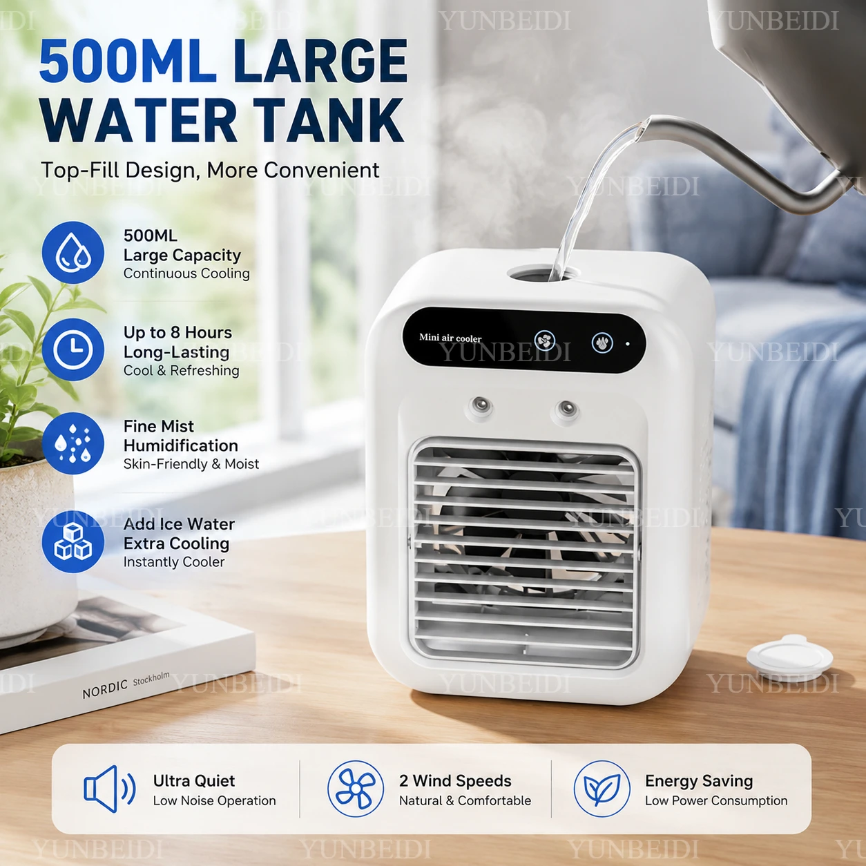 Spray Fan  Portable Small Air Conditioning Fan Humidifier 2/4 Speed Settings Powerful Wind Force for Outdoor Travel Spray Fan