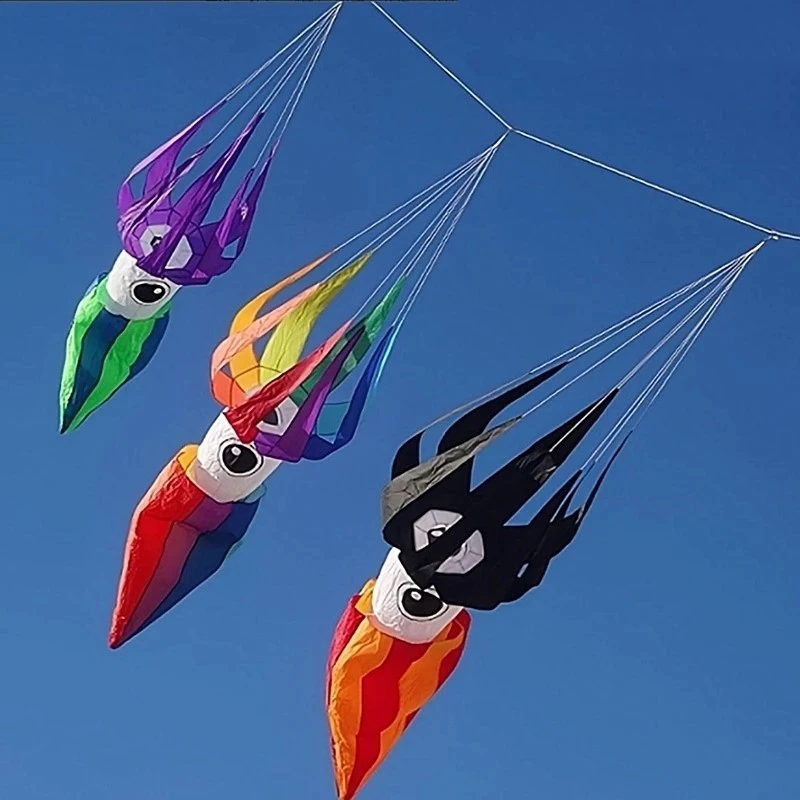 소프트 카이트 3m 오징어 카이트 윈드삭 야외 장난감 립스탑 나일론 원단 카이트 펜던트 플라잉 대형 카이트 테일 세르프 볼랑 어린이 링