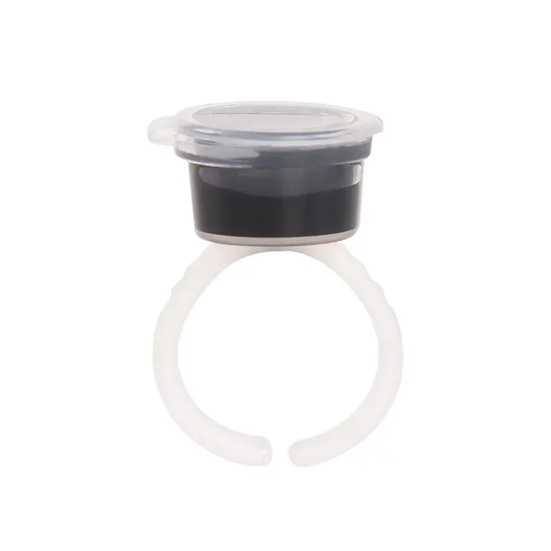 50PCS Tattoo Pigment Ink Ring Cups Eyelash Extend Glue Holder Container With Lid Cover Cap Permanent Makeup Microblading Tool