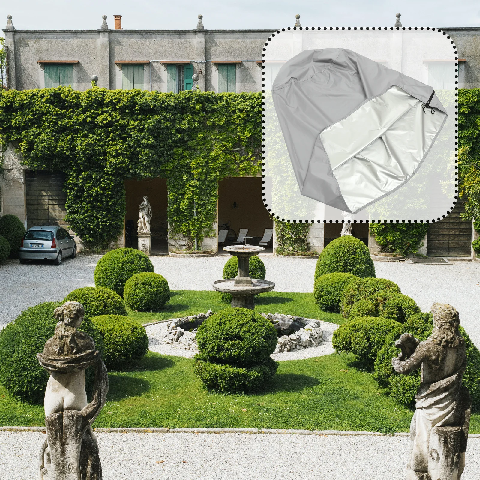 Couverture de fontaine de jardin en tissu Oxford, protection épaisse et imperméable pour la pluie, la neige, résistante aux Uv, pour usage extérieur, couvertures rondes