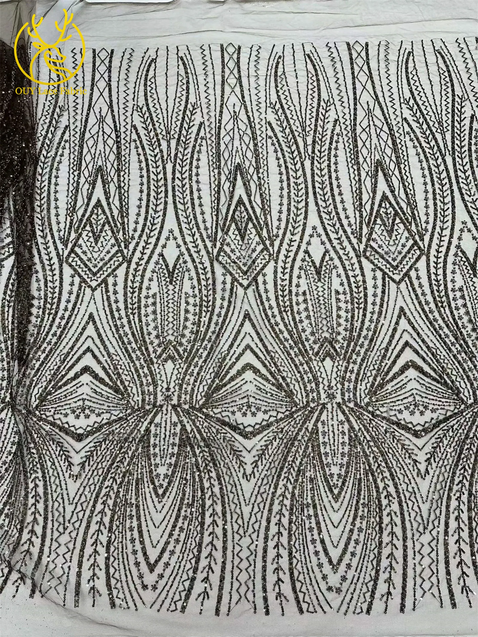 Exquisiter bunter afrikanischer Perlen-Mesh-Spitzenstoff, 5 Yards, hochwertiger französischer Tüll-Spitzenstoff zum Nähen von Brautkleidern – Detail 18