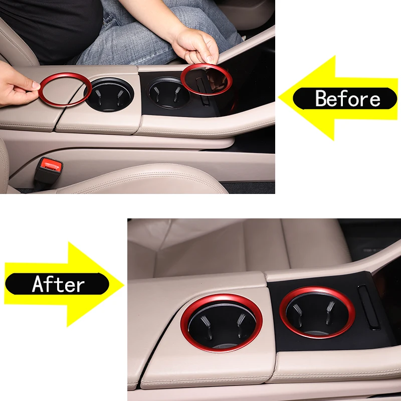 For Porsche Taycan 2019-2026 Car Central Control Water Cup Holder Aluminum Alloy Trim Ring Prevent Attrit Car Accessories