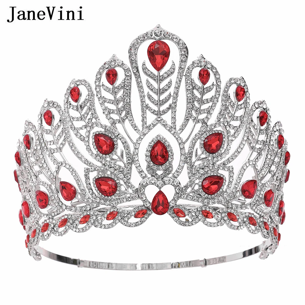 

JaneVini Miss Universe Crown for Women Wedding Tiara Bride Bridal Adjustable Crystal Tiaras and Crowns Hair Jewelry Accessories