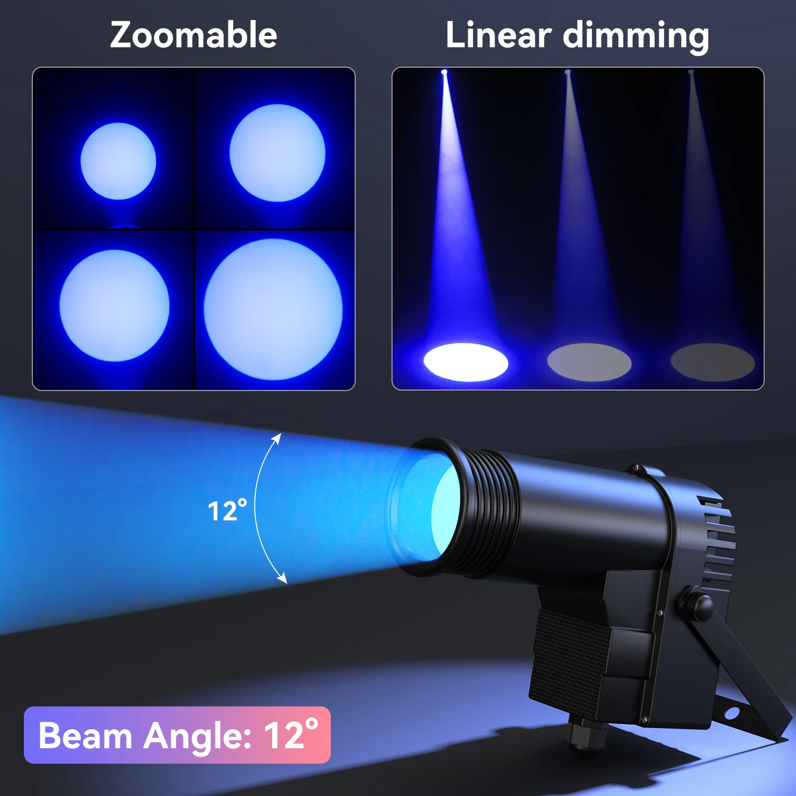 Datewink 2Pcs 30W RGBW LED Beam Pinspot Light Spot Lights DJ Disco Mirror Ball Stage Lighting Effect DMX For KTV Party Christmas