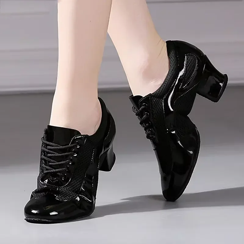 

Soft Sole Practice Latin Dance Shoes Women Ballroom Dancing Shoes Closed Toe 5cm chunky heels Tango Jazz Dance Sneakers women